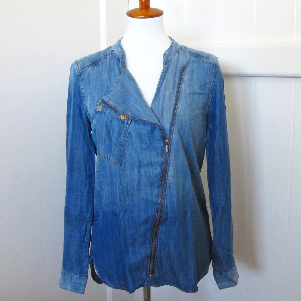 7 for All Mankind | Denim Zipper Long Sleeve Shirt